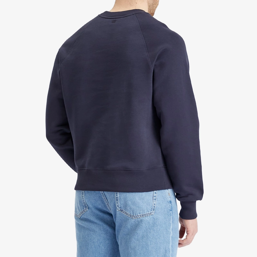 AMI Paris Men's Woven Logo Sweatshirt Navy Blue